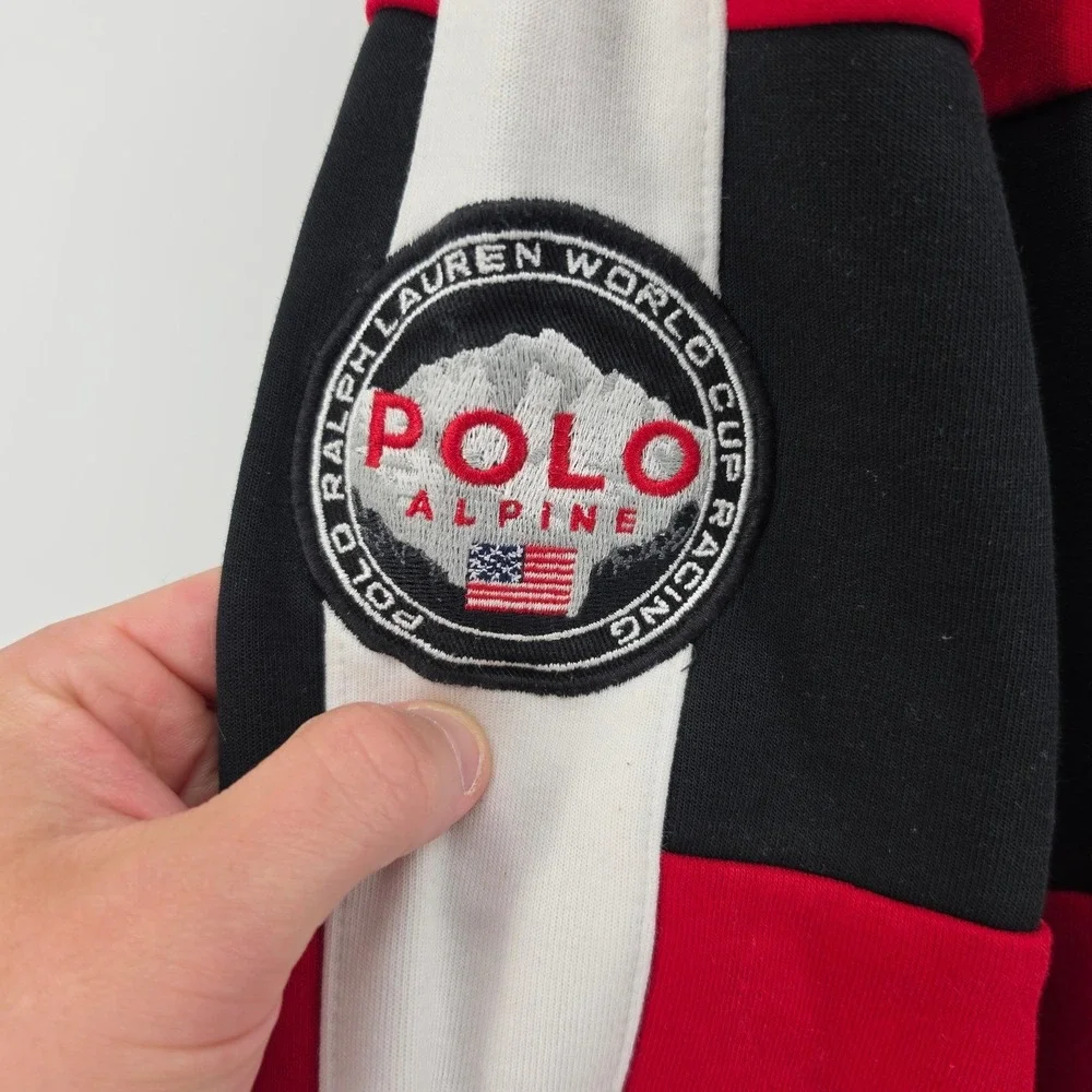 Polo Ralph Lauren Mens Red Racing Colorblock Hoodie World Cup Alpine Size Med